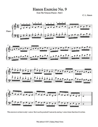 Hanon Piano Exercise No. 9 sheet