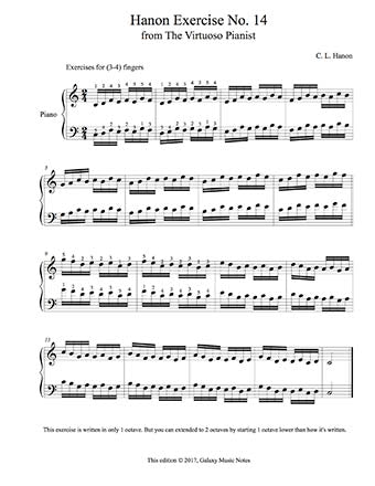 Hanon piano exercise No. 14 | 1st page
