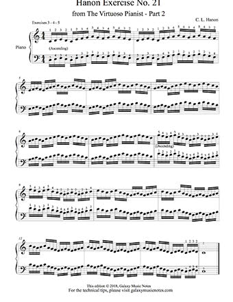 Hanon Piano Exercise No. 21 - 1st page 