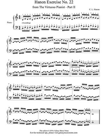 Hanon Piano Exercise No. 22 - 1st page