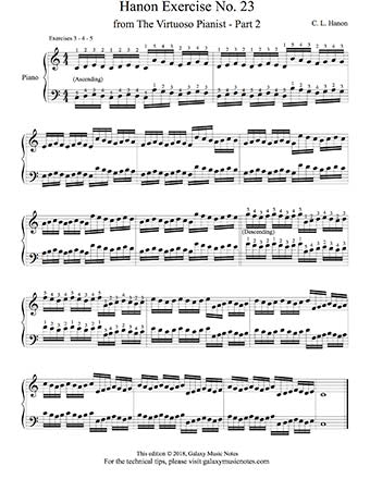 Hanon Piano Exercise No. 23 - 1st page