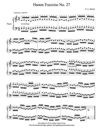 Hanon Piano Exercise No. 27 - 1st page