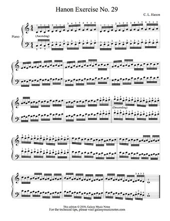 Hanon Piano Exercise No. 29 - 1st page