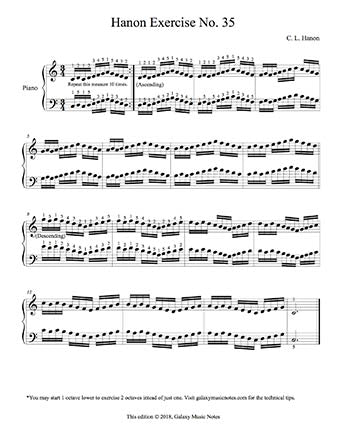 Hanon Piano Exercise No. 35 - 1st exercise page