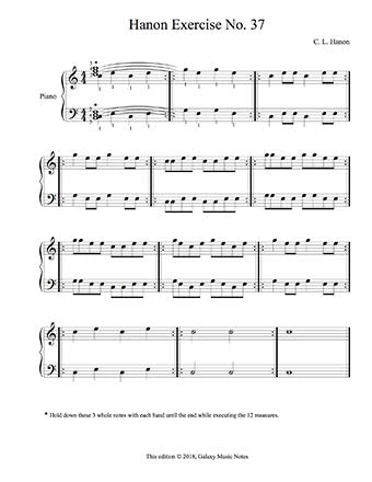 Free Hanon Piano Exercise No. 37 - 1st exercise page