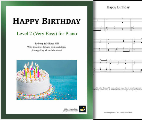 Happy Birthday Level 2 - Cover sheet & 1st piano sheet