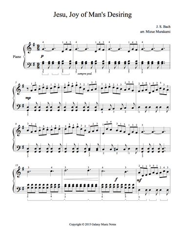 Jesu, Joy of Man's Desiring | Celtic | Easy | 1st piano sheet