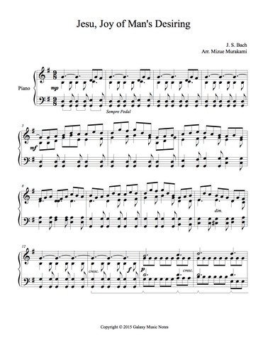 Jesu, Joy of Man's Desiring | Celtic | Level 5 | 1st piano sheet