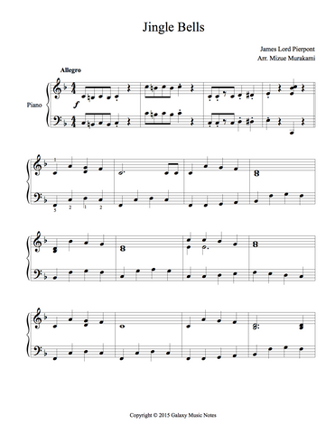 Jingle Bells Level 4 - 1st piano music sheet