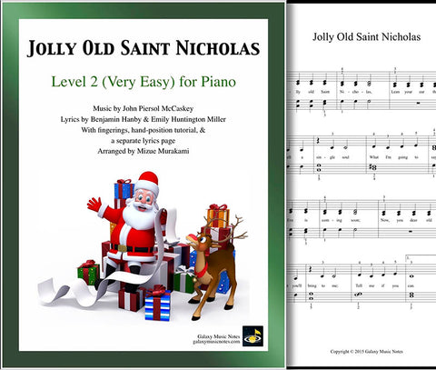 Jolly Old Saint Nicholas Level 2 - Cover & 1st piano sheet