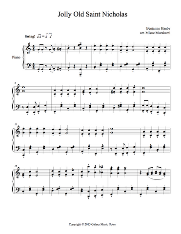 Jolly Old Saint Nicholas level 5 | Ragtime| 1st piano sheet