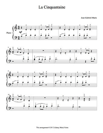La Cinquantaine Level 2 - 1st piano music sheet