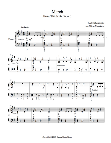 March from The Nutcracker: Level 3 - 1st piano music sheet
