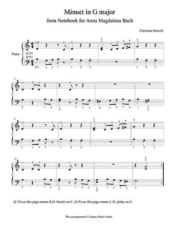Minuet in G Major Level 3 - 1st piano music sheet