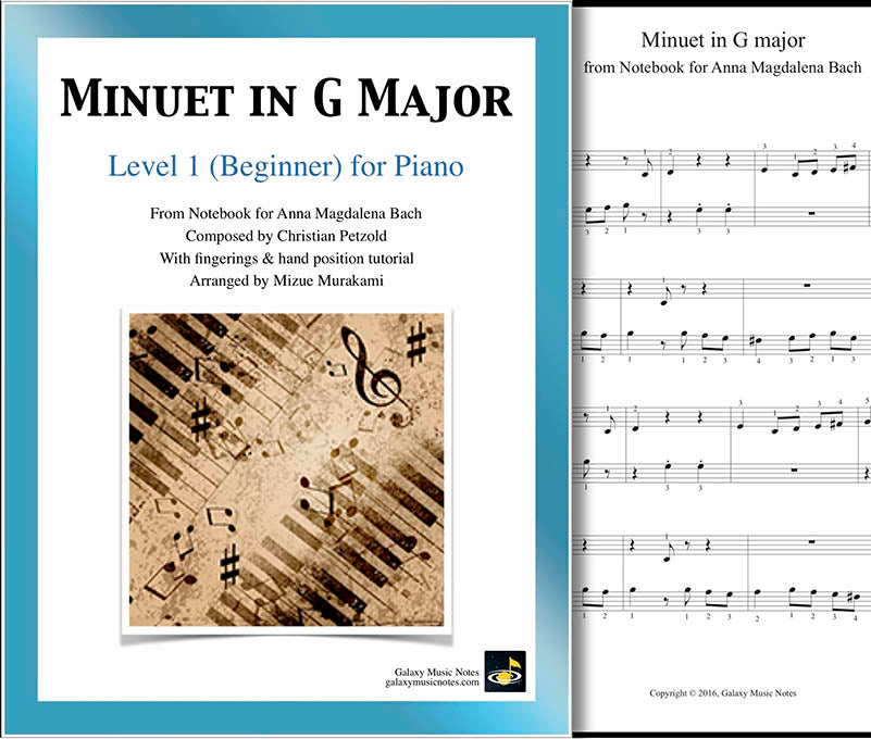 Minuet in G Major Level 1 - Cover sheet & 1st piano sheet