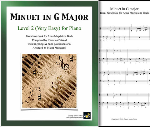 Minuet in G Major Level 2 - Cover sheet & 1st piano sheet