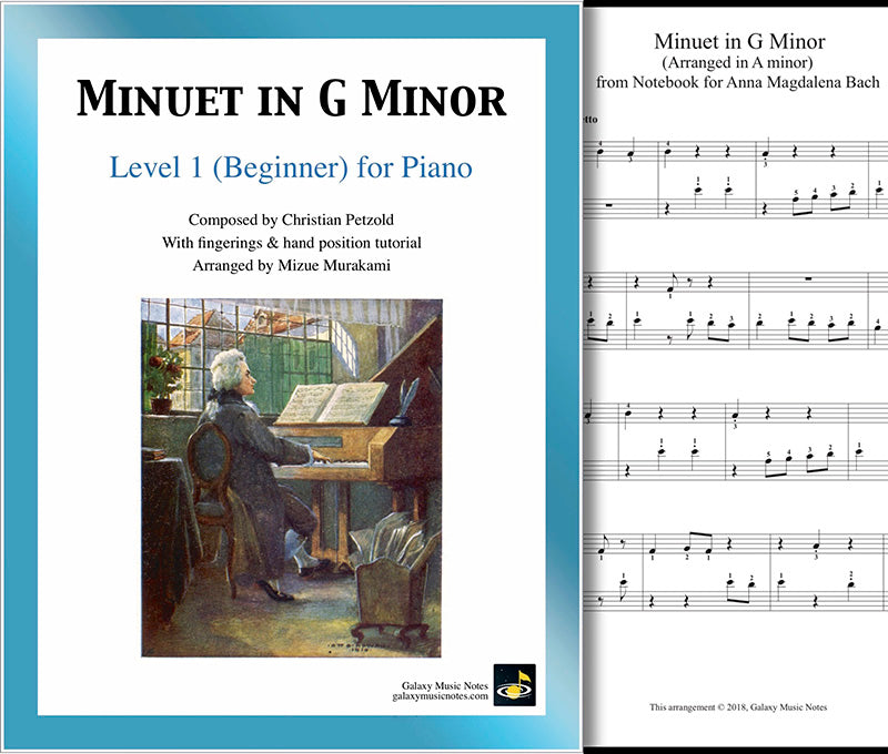 Minuet in G Minor: Level 1 - 1st music page & cover