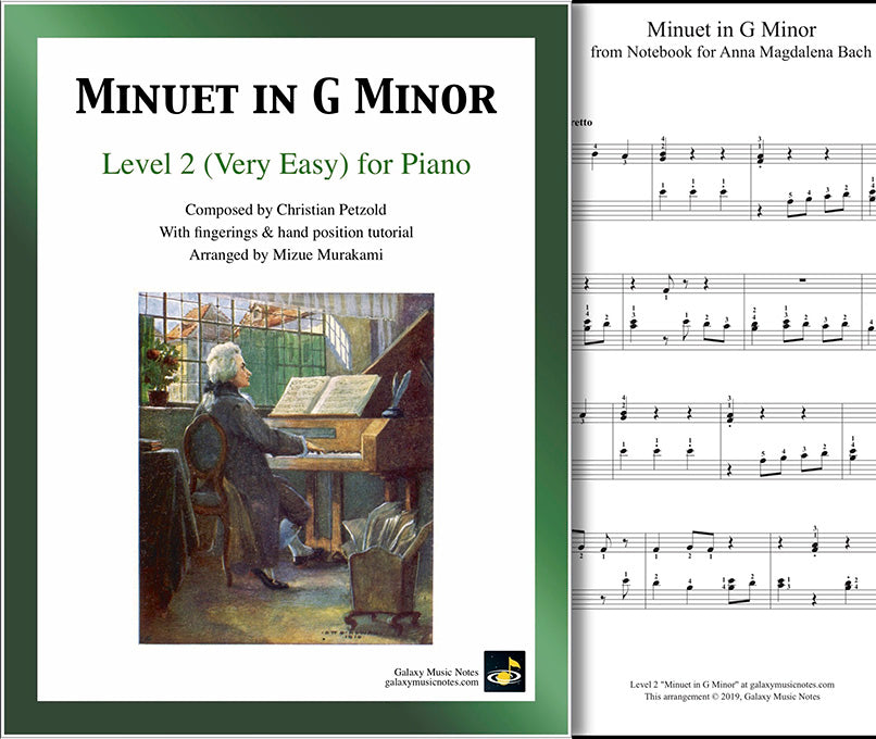 Minuet in G Minor: Level 2 - 1st music sheet & cover