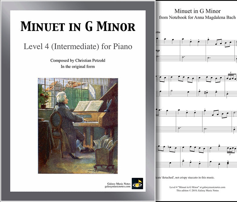 Minuet in G Minor: Level 4 - 1st piano page & cover