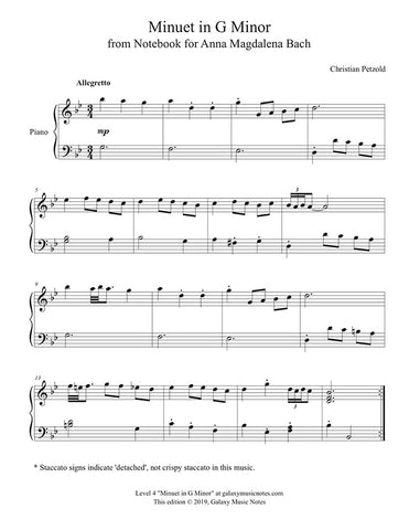 Minuet in G Minor: Level 4 Piano sheet music - page 1