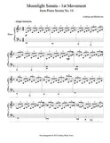 Moonlight Sonata 1st MVMT | Level 4 - 1st piano music sheet