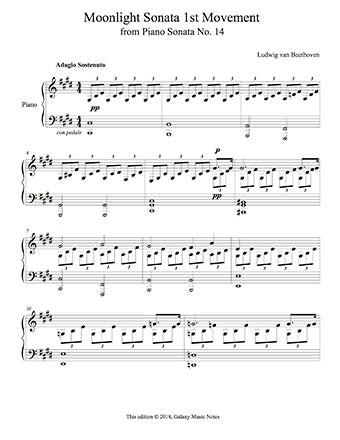 Moonlight Sonata 1st MVMT | Level 5 - 1st piano music sheet