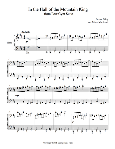 In the Hall of the Mountain King Level 5: 1st piano music sheet