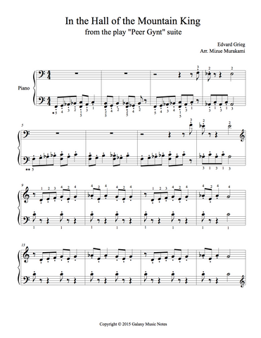 In the Hall of the Mountain King Level 3: 1st piano music sheet