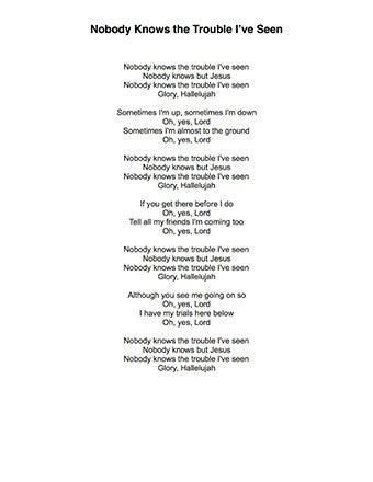 Nobody Knows Trouble I've Seen - Lyrics page 