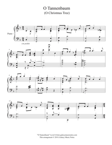 O Tannenbarum: Level 6 - Piano sheet music - Page 1