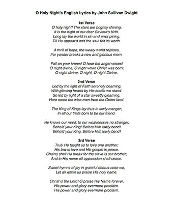 O Holy Night - Lyrics page