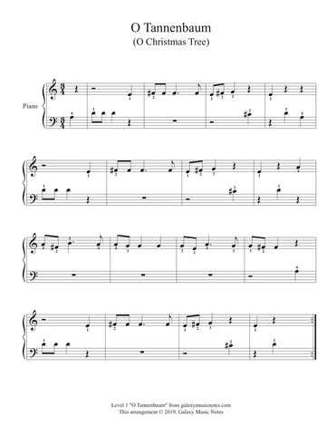 O Tannenbaum: Level 1 - Piano sheet music - Page 1