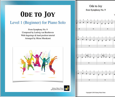 Ode to Joy: Level 1 - 1st piano page & cover
