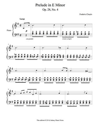 Prelude in E Minor by Chopin Level 4 - 1st piano music sheet