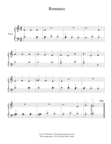Romance: Level 2 - Piano sheet music - page 1
