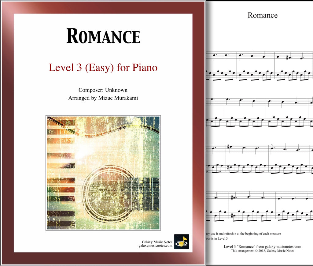 "Romance" Level 3: 1st piano page & cover