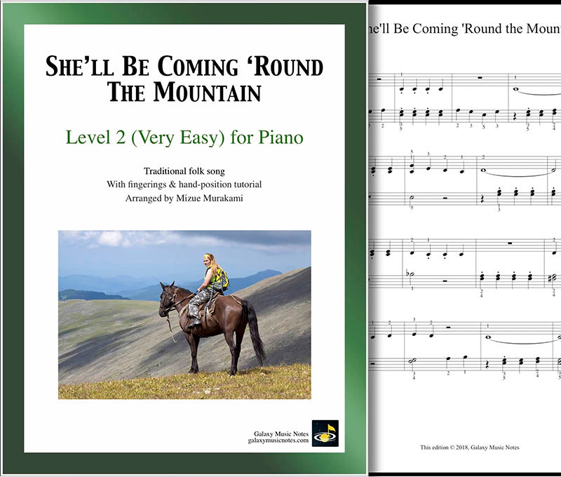 She'll be Coming Round the Mountain Level 2 - cover & 1st piano sheet