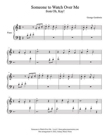 Someone to Watch Over Me: Level 1 - Digital piano sheet music