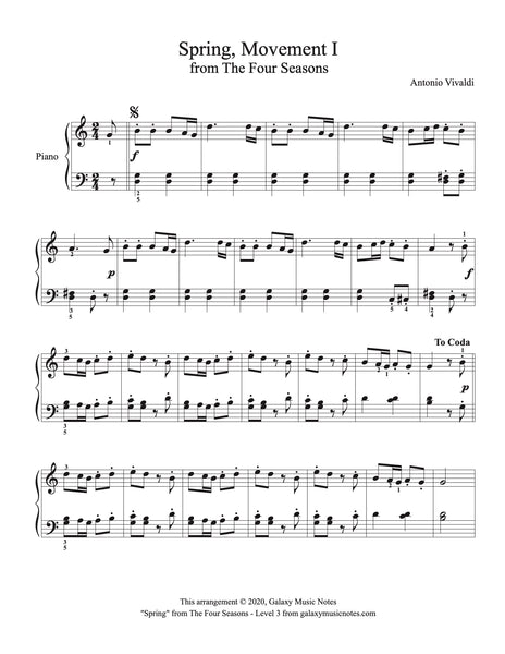 Vivaldi Spring Piano Spring From The Four Seasons (Violin Duet) With P