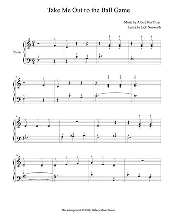 Take Me Out to the Ball Game Level 2 - 1st piano music sheet