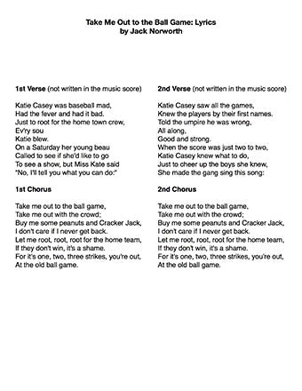 Take Me Out to the Ball Game - Lyrics page