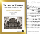 Toccata BWV 565: Level 6 - 1st piano page & cover
