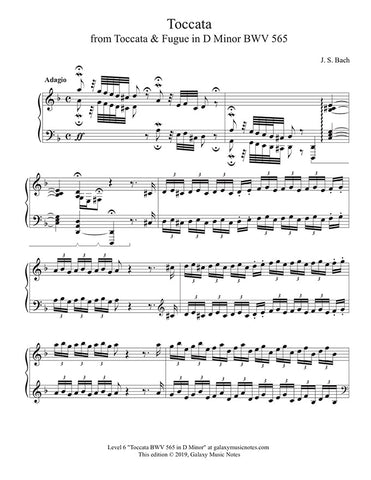 Toccata BWV 565: Level 6 Piano sheet music - page 1