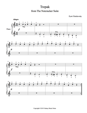 Trepak from The Nutcracker Level 1 - 1st piano music sheet