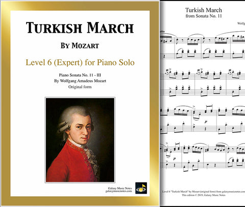 Turkish March by Mozart: Level 6 - 1st piano page & cover