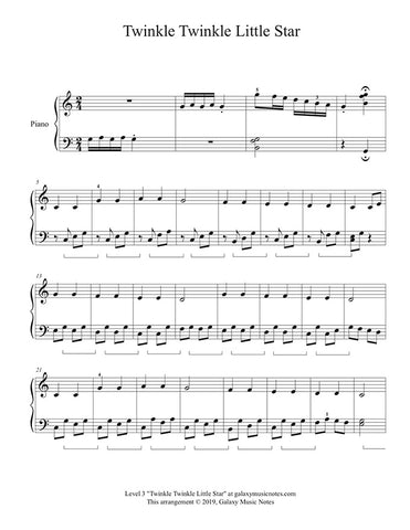 Twinkle Twinkle Little Star: Level 3 piano sheet music - page 1