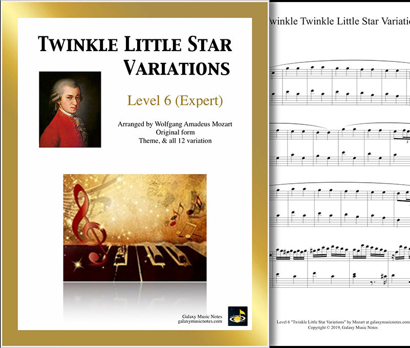 Twinkle Little Star Variations: Level 6 - 1st piano sheet & cover