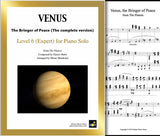 Venus from The Planets Level 6 - Cover sheet & 1st page