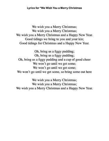 We Wish You a Merry Christmas: Level 2 - Lyrics page