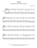 Winter - MVMT 2 by Vivaldi: Level 3 - Piano sheet - Page 1